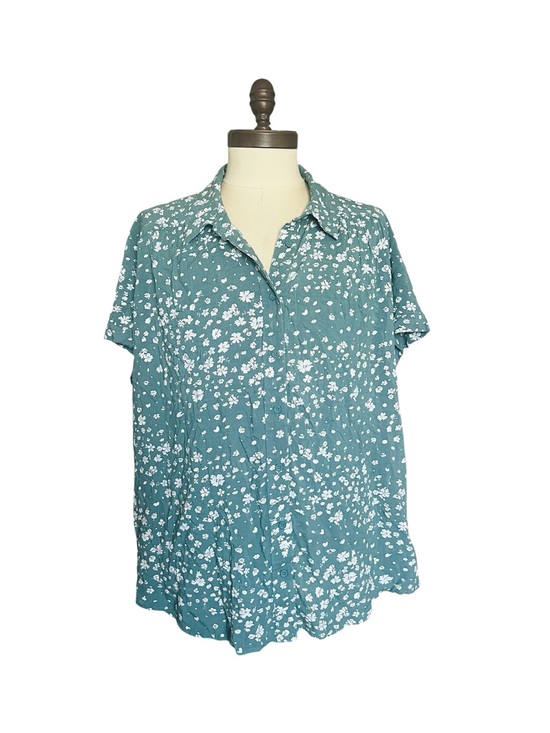 Lane Bryant Tops - Lane Bryant Floral No Peek Collection Blouse Button Up Casual NWT SZ 20 Teal
